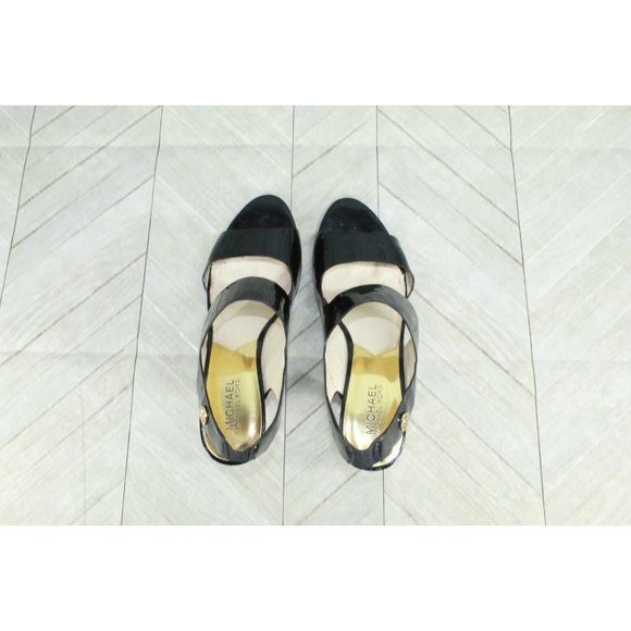 MICHAEL Michael Kors Black Leather Peep Toe Platform Heels Sandals Size 10 M - Picture 6 of 9
